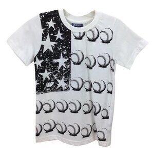 CR Sports Boys 5/6 White T-Shirt With Black Star & Baseball Print